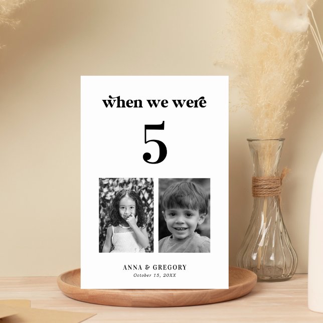 Retro Childhood Pictures Wedding Table # 5 Number (Creator Uploaded)