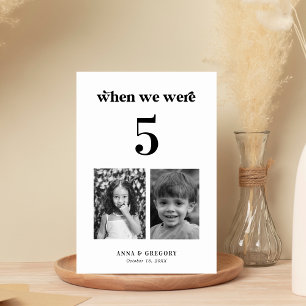 Retro Childhood Pictures Wedding Table # 5 Table Number