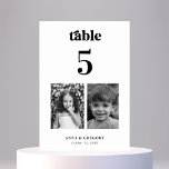 Retro Childhood Pictures Wedding Table Number 5<br><div class="desc">Decorate your wedding table with this number card,  featuring retro typography,  bride and groom's childhood pictures and custom text of your choice. Easily add your own details by clicking on the "personalise" option.</div>