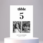 Retro Childhood Pictures Wedding Table Number 5<br><div class="desc">Decorate your wedding table with this number card, featuring retro typography, bride and groom's childhood pictures and custom text of your choice. Easily add your own details by clicking on the "personalise" option. 🌸 PLEASE NOTE: The size of this card is 3.5" x 5". If you’d like a larger size,...</div>