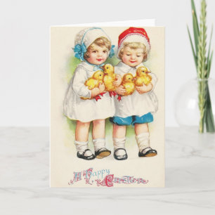 Retro Children Easter Greeting Card