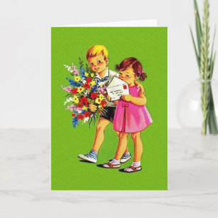 Retro Children Greetings Note Card