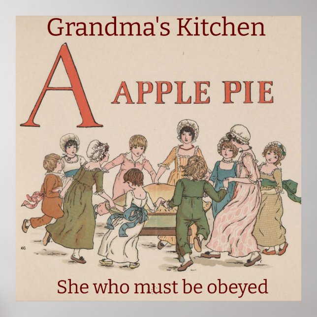 Retro Childrens' Illustration Apple Pie. Editable Poster (Front)