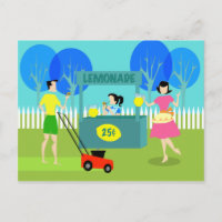 Retro Children's Lemonade Stand Postcard