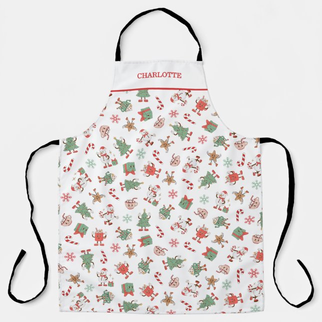 Retro Chillin' With My Snowmies Christmas Apron (Front)