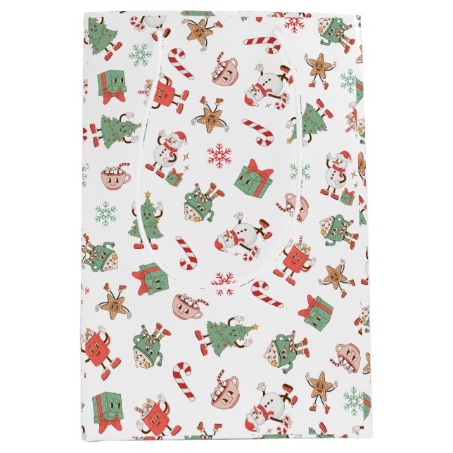 Retro Chillin' With My Snowmies Christmas Medium Gift Bag (Front)