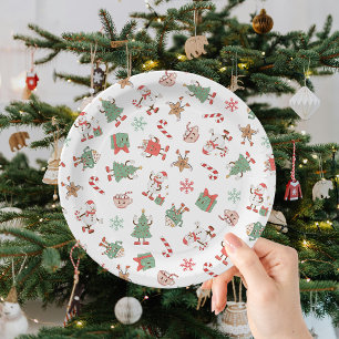 Retro Chillin' With My Snowmies Christmas Paper Plate
