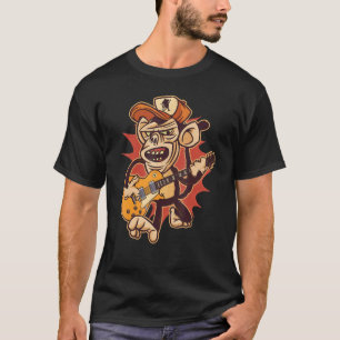 Retro Chimpanzee Guitar Player Graphic T-Shirt