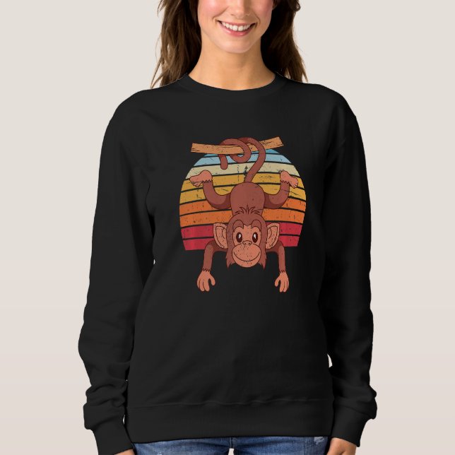 Retro Chimpanzee Zoo Animal Monkey  Cute Monkey Sweatshirt (Front)