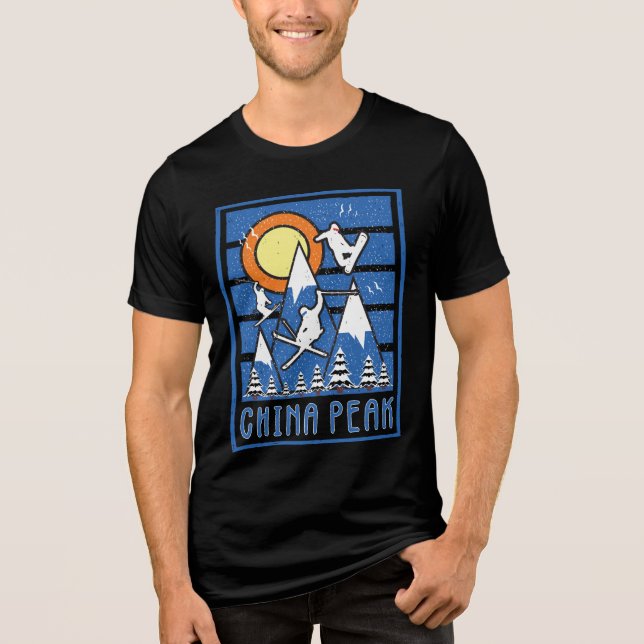 Retro China Peak Mountain Ski Tri-Blend Shirt (Front)