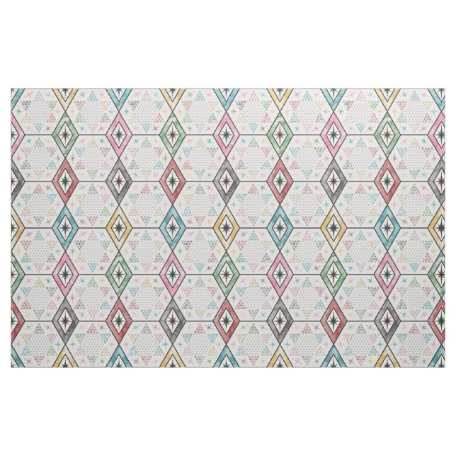 Retro Chinese Checkers Fabric (Fat Quarter)
