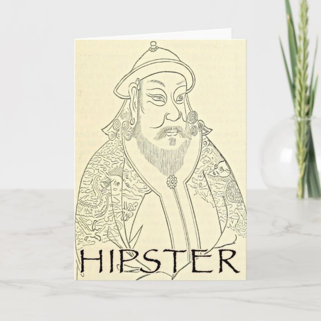 Retro Chinese Hipster Greetings Card Birthday Fun (Front)