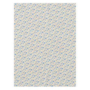 Retro Chinoiserie Blue Butterflies Blush Ivory  Tablecloth