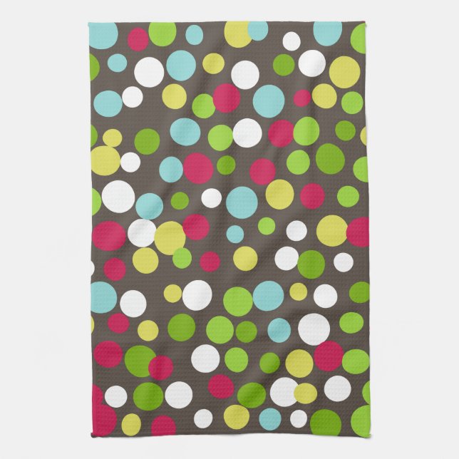 Retro Chocolate Dots Kitchen Towel Gift (Vertical)