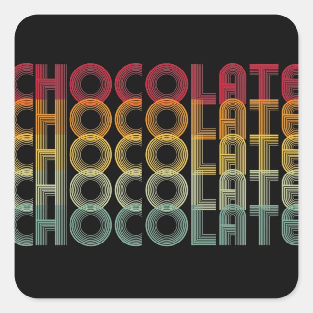 Retro Chocolate Rainbow Colour Square Sticker (Front)
