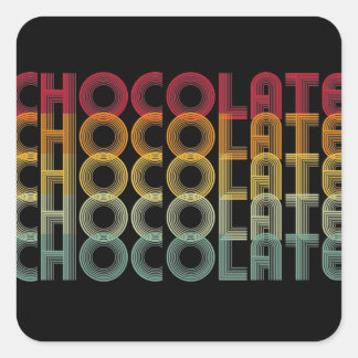 Retro Chocolate Rainbow Colour Square Sticker