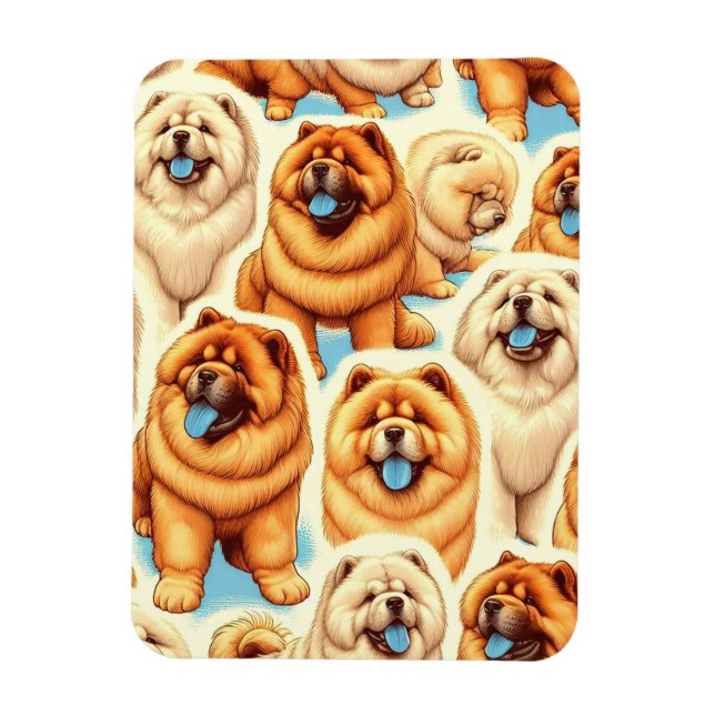 Retro Chow-Chow Seamless Pattern Magnet (Vertical)