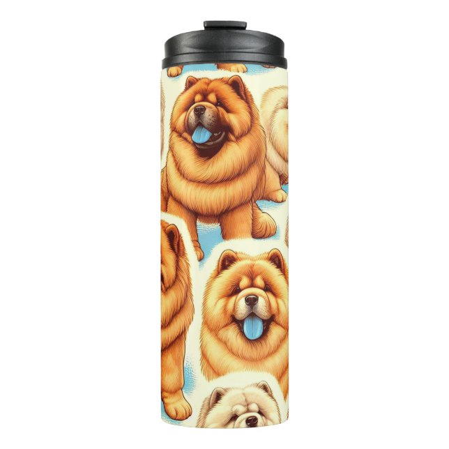 Retro Chow-Chow Seamless Pattern Thermal Tumbler (Front)