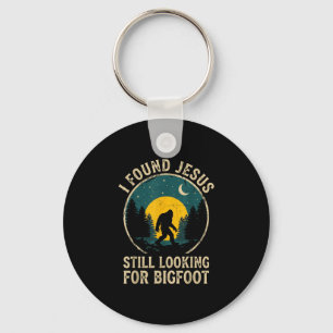 Retro christian bigfoot believer funny faith key ring