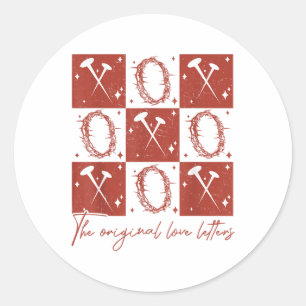 Retro Christian Checked Valentine Xo The Love Lett Classic Round Sticker
