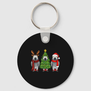 Retro Christmas African G Parrot Bird Santa Reinde Key Ring