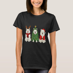 Retro Christmas American Eskimo Dog Santa Reindeer T-Shirt