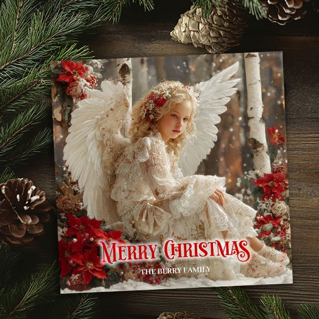 Retro Christmas angel digital winter greeting card (Retro Christmas angel digital winter greeting card)