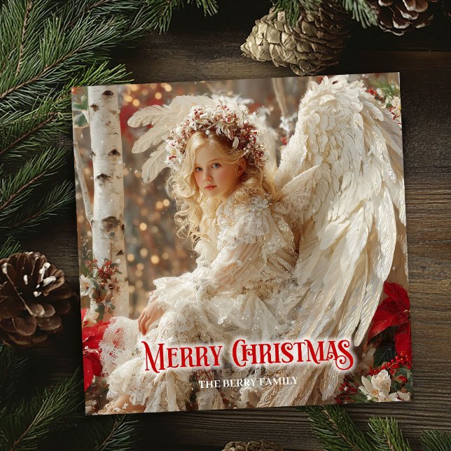 Retro Christmas angel printable winter greeting Holiday Card (Retro Christmas angel printable winter greeting)