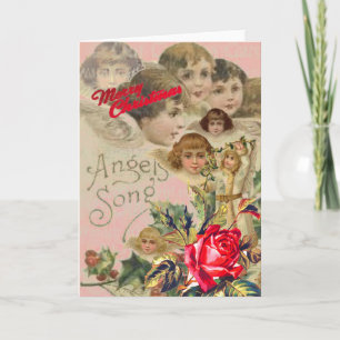 RETRO CHRISTMAS ANGELS Greeting Card