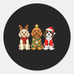 Retro Christmas Ao Santa Reindeer Dog Lover Classic Round Sticker