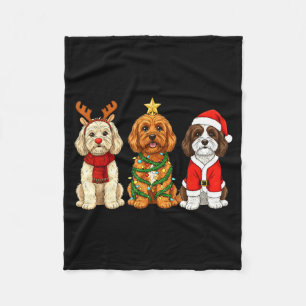 Retro Christmas Ao Santa Reindeer Dog Lover  Fleece Blanket