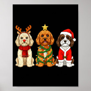 Retro Christmas Ao Santa Reindeer Dog Lover  Poster