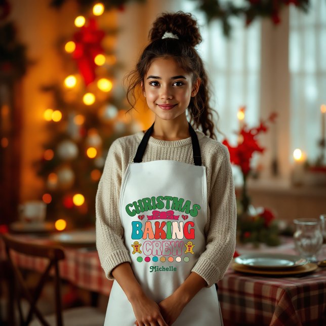 Retro Christmas Baking Crew Kids Apron (Retro Christmas Baking Crew Kids Apron)