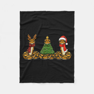 Retro Christmas Ball Python Snake Santa Reindeer  Fleece Blanket