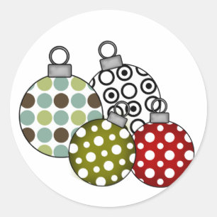 Retro Christmas Balls T-shirts and Gifts Classic Round Sticker