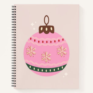 Retro Christmas Bauble Pink Holiday Notebook