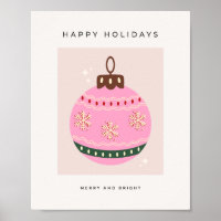 Retro Christmas Bauble Pink Holiday