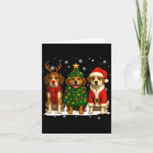 Retro Christmas Beagle Santa Reindeer Dog Lover  Card