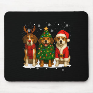 Retro Christmas Beagle Santa Reindeer Dog Lover Mouse Pad