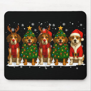Retro Christmas Beagle Santa Reindeer Dog Lover  Mouse Pad