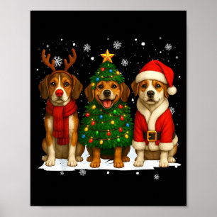 Retro Christmas Beagle Santa Reindeer Dog Lover  Poster