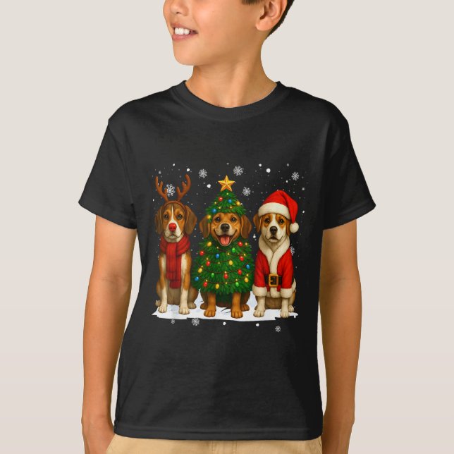 Retro Christmas Beagle Santa Reindeer Dog Lover  T-Shirt (Front)