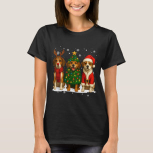 Retro Christmas Beagle Santa Reindeer Dog Lover T-Shirt