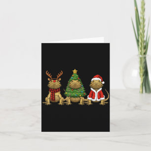 Retro Christmas Bearded Dragon Santa Reindeer  Card