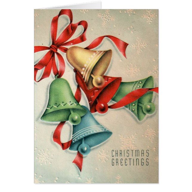 Retro Christmas bells add message card (Front)