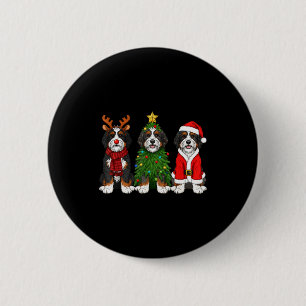 Retro Christmas Bernedoodle Santa Reindeer Dog Lov 6 Cm Round Badge