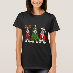Retro Christmas Bernedoodle Santa Reindeer Dog Lov T-Shirt