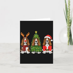 Retro Christmas Bet Hound Santa Reindeer Dog Lover Card