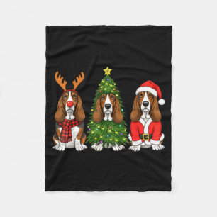 Retro Christmas Bet Hound Santa Reindeer Dog Lover Fleece Blanket