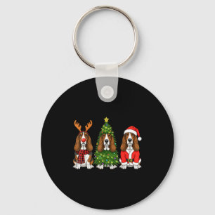 Retro Christmas Bet Hound Santa Reindeer Dog Lover Key Ring